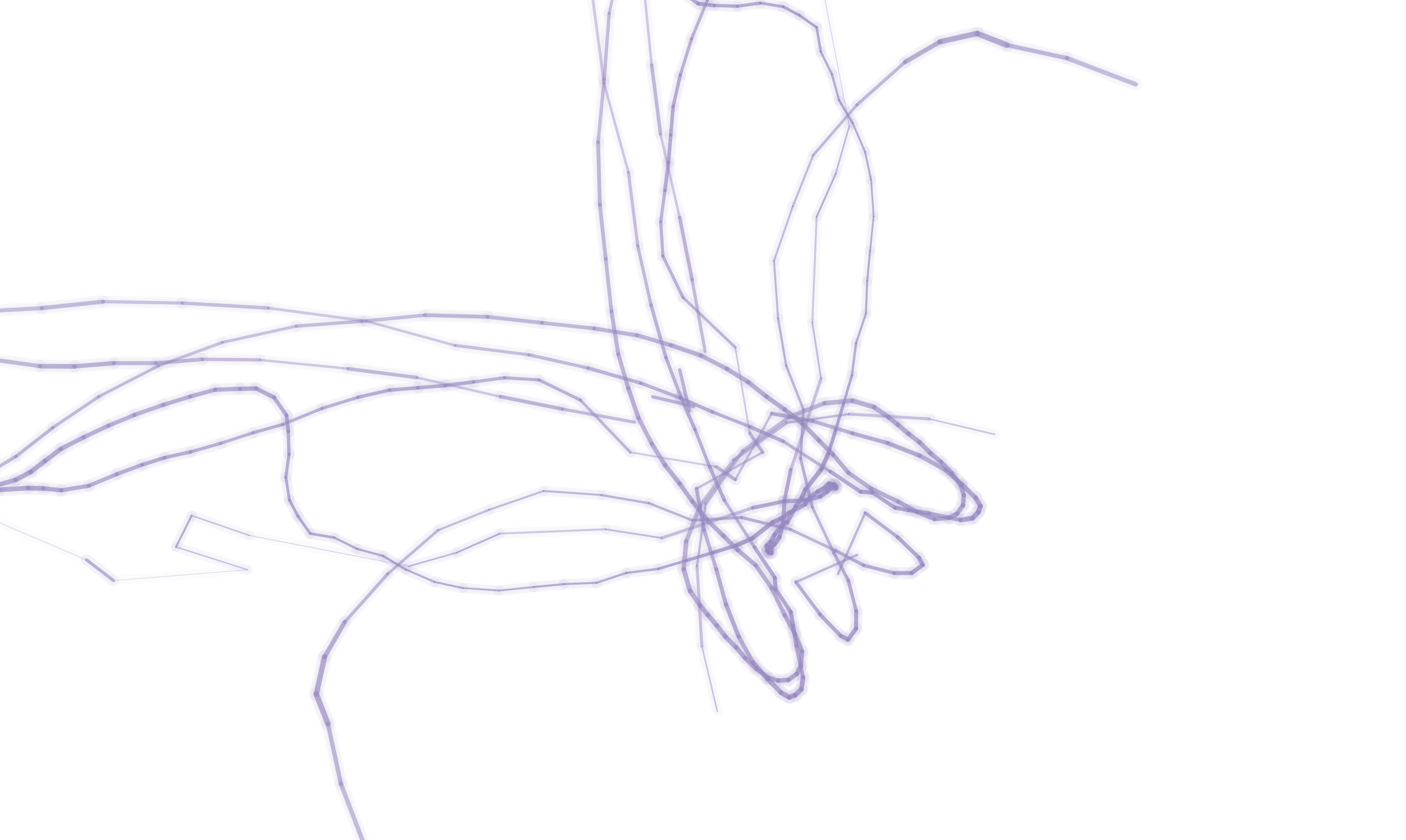 Clarion output, lavender root-like branching on black